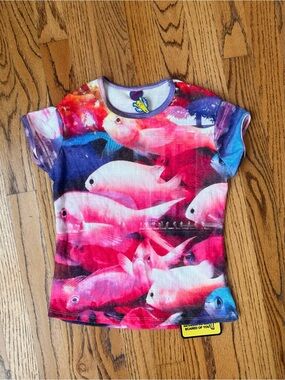 NWT O Mighty pointelle fish tee